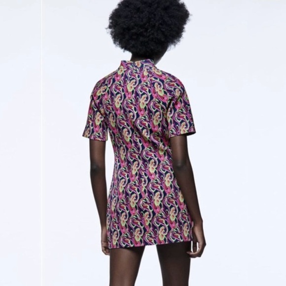 Zara Pink and Black Patterned Women's Top - Picture 4 of 10